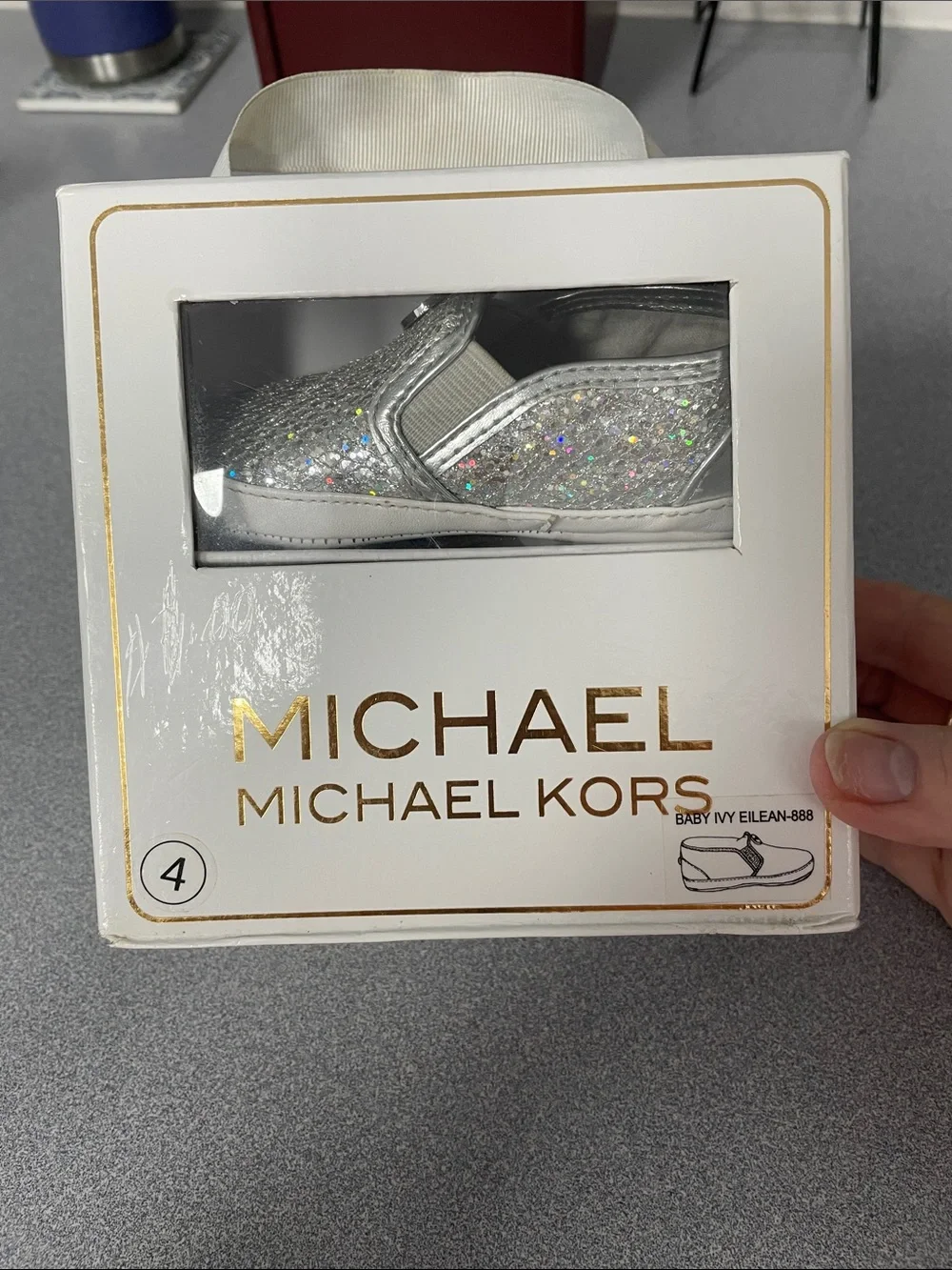 MICHAEL Michael Kors Girls Silver Glitter Slip-On Sneakers